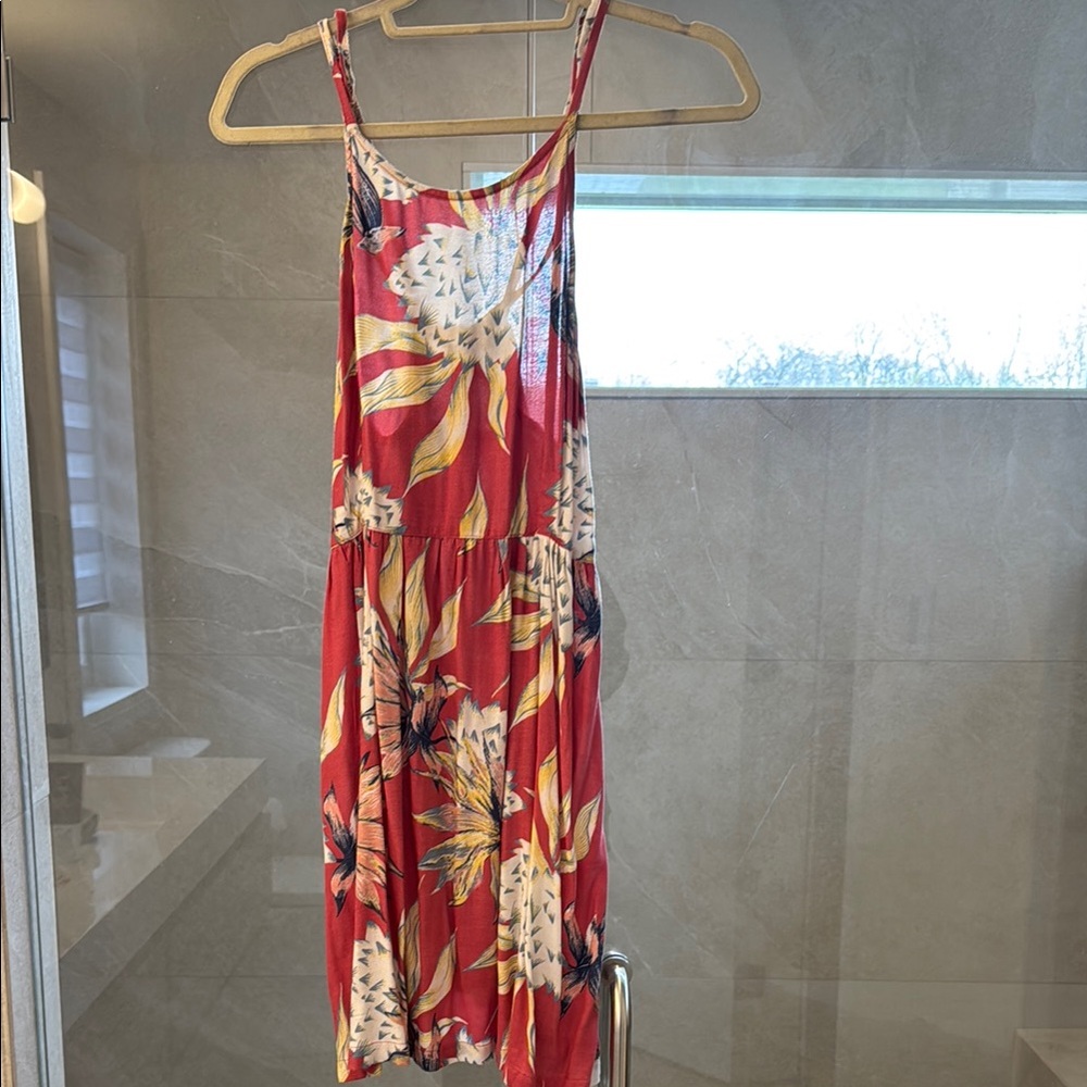 Floral Red Sleeveless Dress